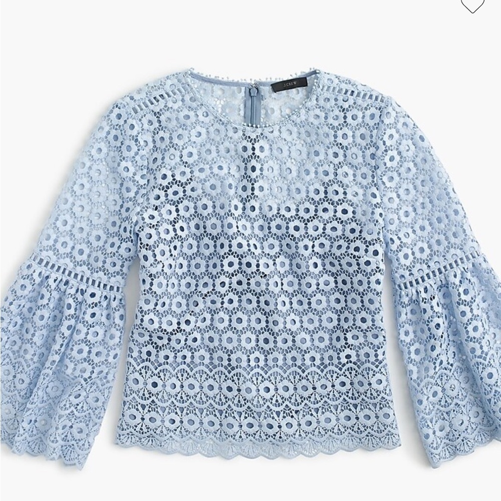 JCREW l daisy lace bell sleeve top, size 4, good worn condition, flaws shown